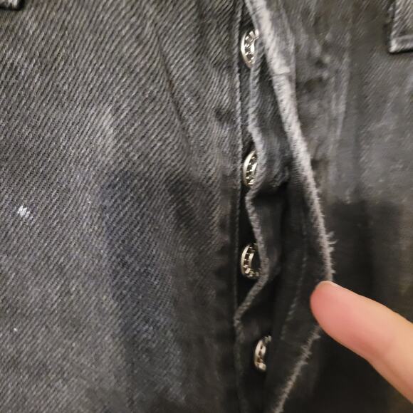 Agolde 90s Pinch Waist Button Fly Jeans Womens 25 Black Distressed High Rise - Picture 6 of 12